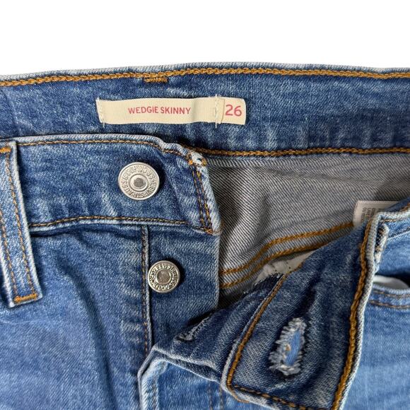 Levis Wedgie Skinny Jeans High Rise Mid-Stretch Denim Womens Size 26 - Picture 5 of 7